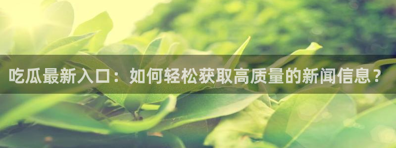 黑料爆料新闻:吃瓜最新入口:如何轻松获取高质量的新闻信息?